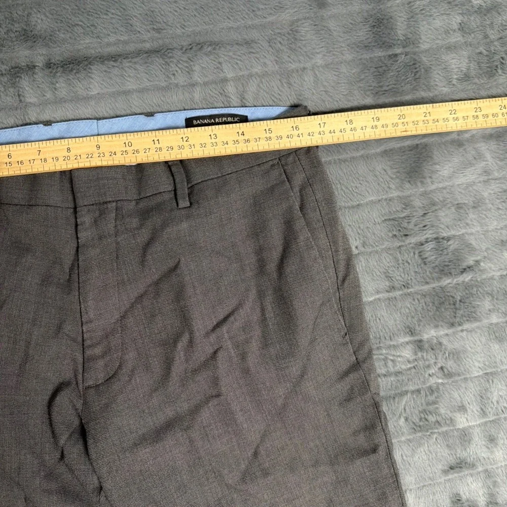 Banana Republic Mens 33x30 Slim Fit Charcoal Gray 100% Wool Dress Pants Trousers